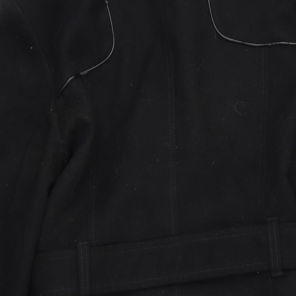 Marks & Spencer Womens Black Overcoat Coat Size 14 Button