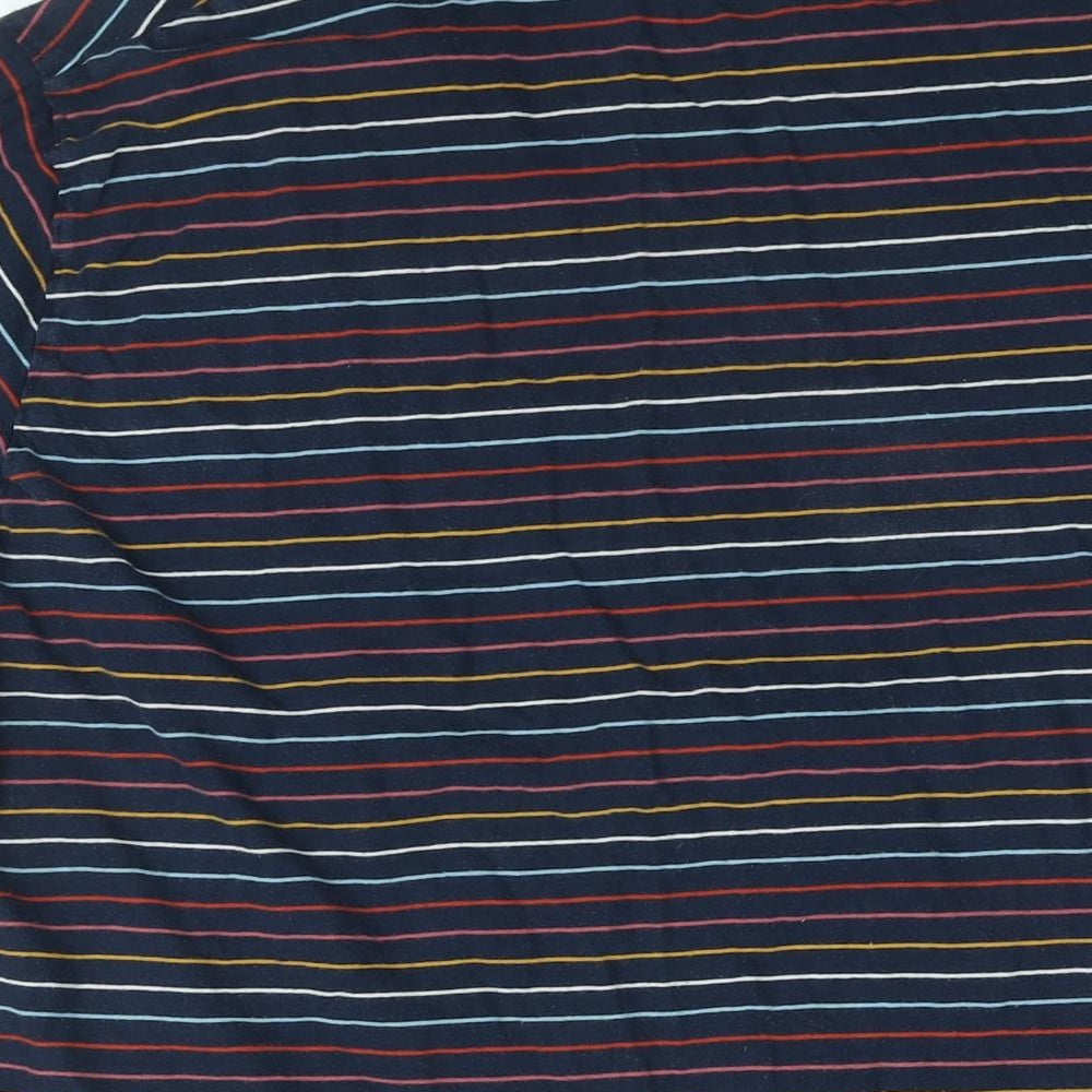 Marks & Spencer Womens Blue Striped Cotton Basic T-Shirt Size L Round Neck