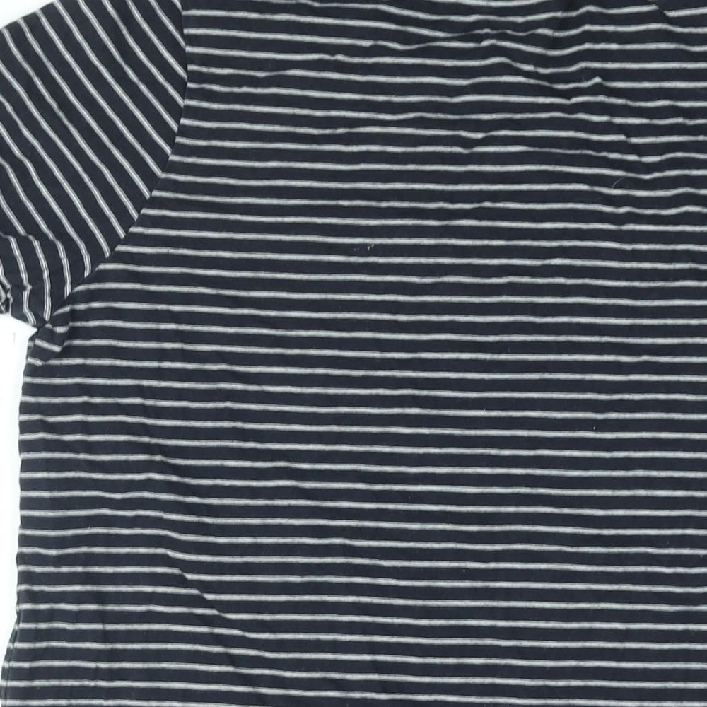 ASOS Womens Blue Striped Cotton Basic T-Shirt Size 12 Round Neck