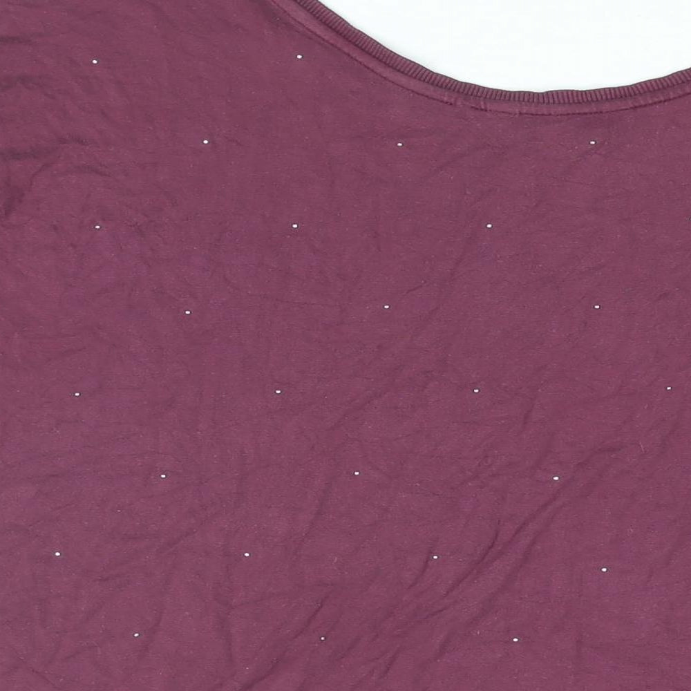 NEXT Womens Purple Viscose Basic T-Shirt Size 10 Round Neck