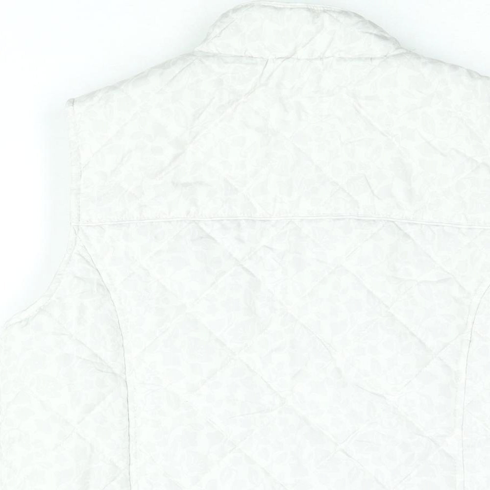Bonmarché Womens White Floral Gilet Coat Size 10 Zip