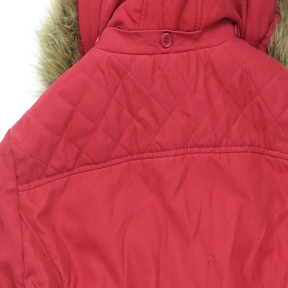 BHS Womens Red Overcoat Coat Size 18 Zip