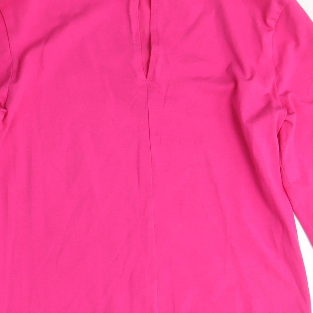 Red Herring Women's Pink Long Sleeve Blouse, Mock Neck, Size S