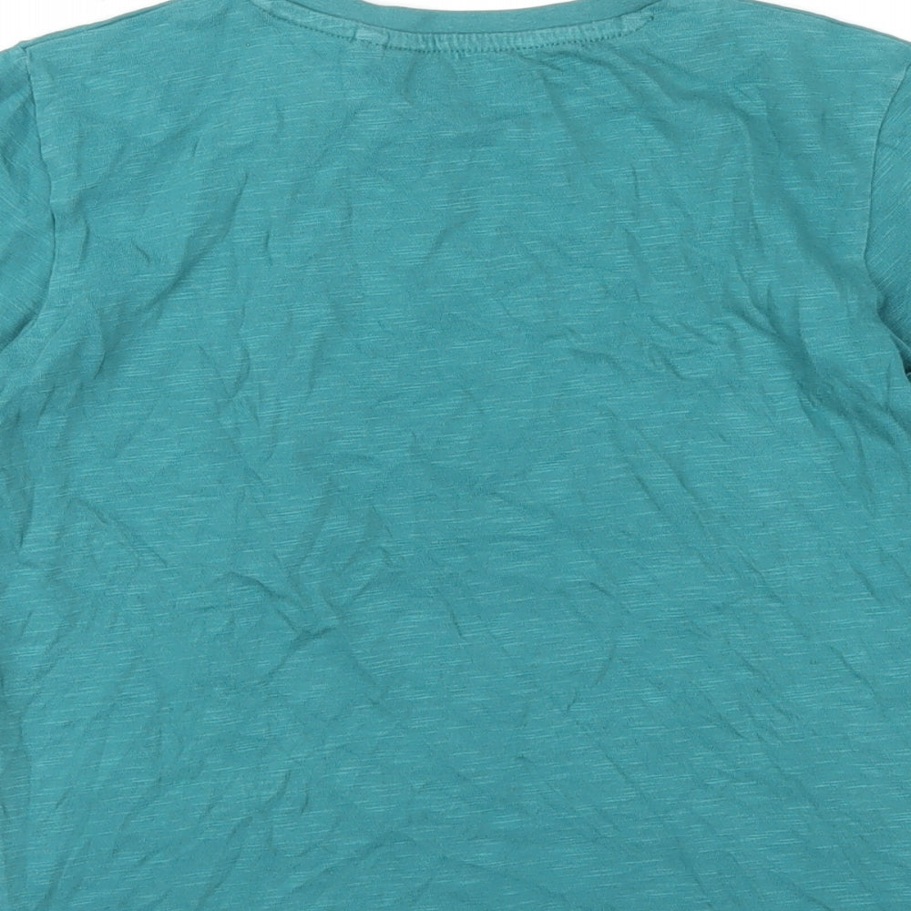 Next Boys Green Cotton Basic T-Shirt Size 7 Years Round Neck Pullover