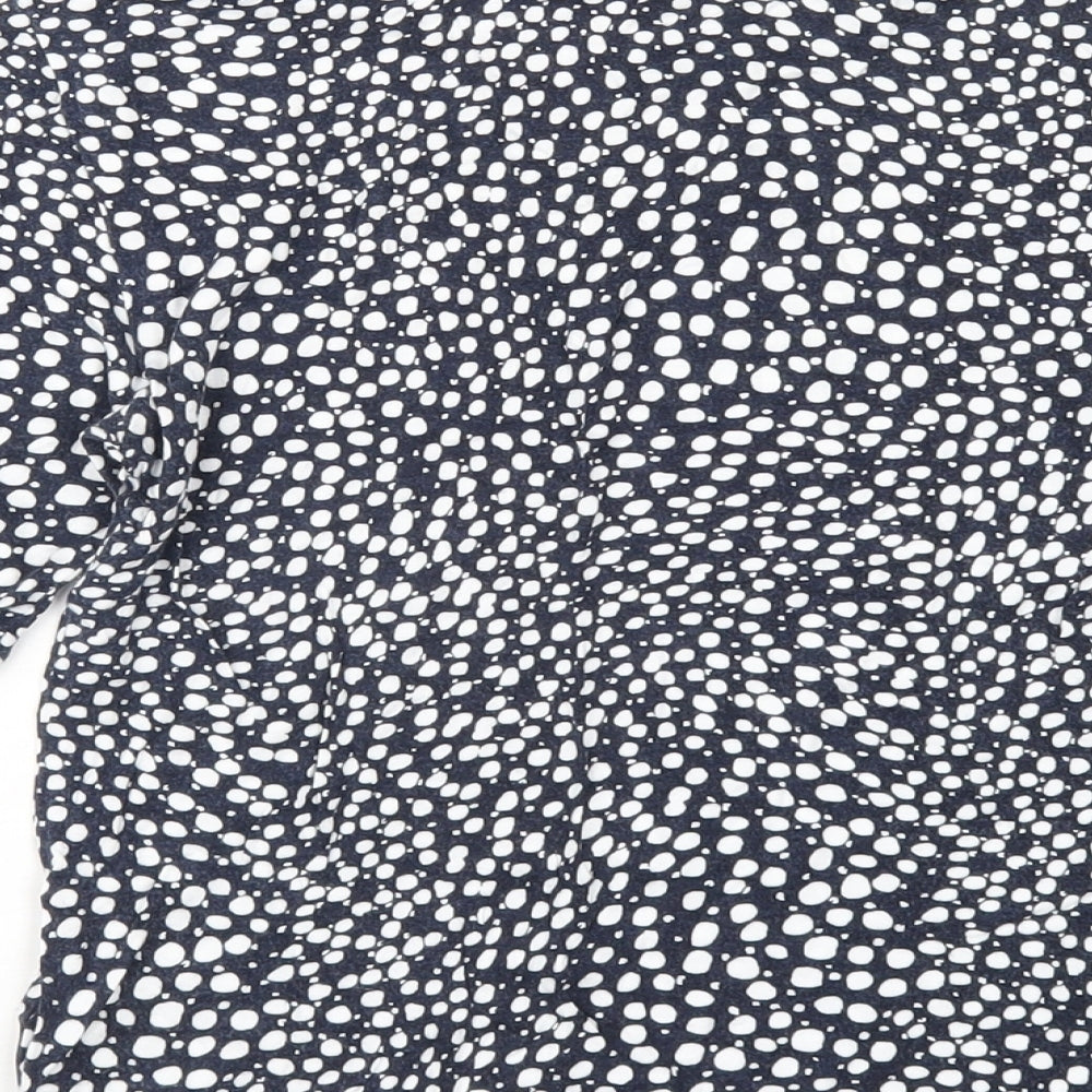 Marks & Spencer Womens Blue Geometric Viscose Basic T-Shirt Size 10 Round Neck