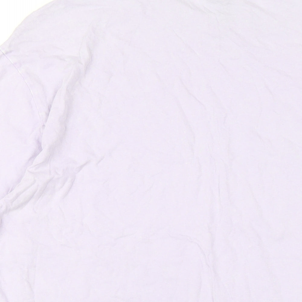 New Look Womens Purple Cotton Basic T-Shirt Size 14 Round Neck