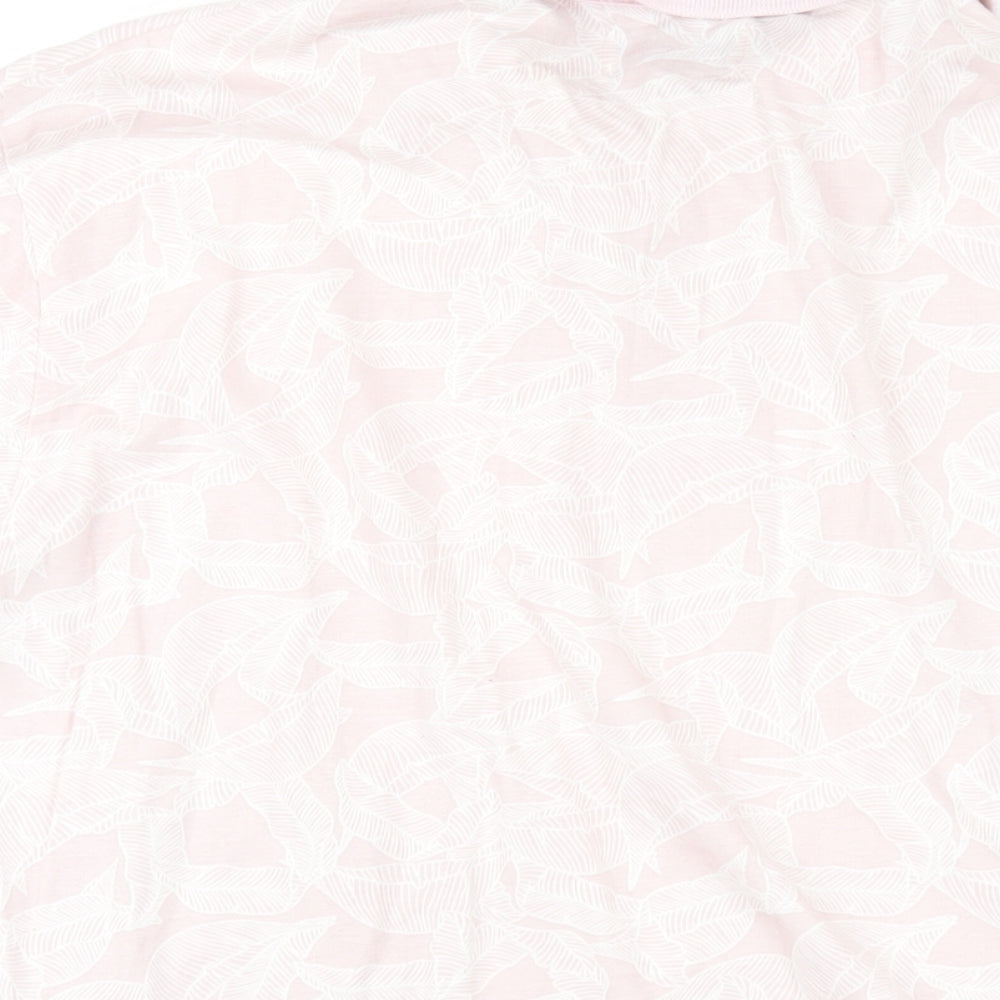 Next Mens Pink Geometric Cotton Polo Size XL Collared Button