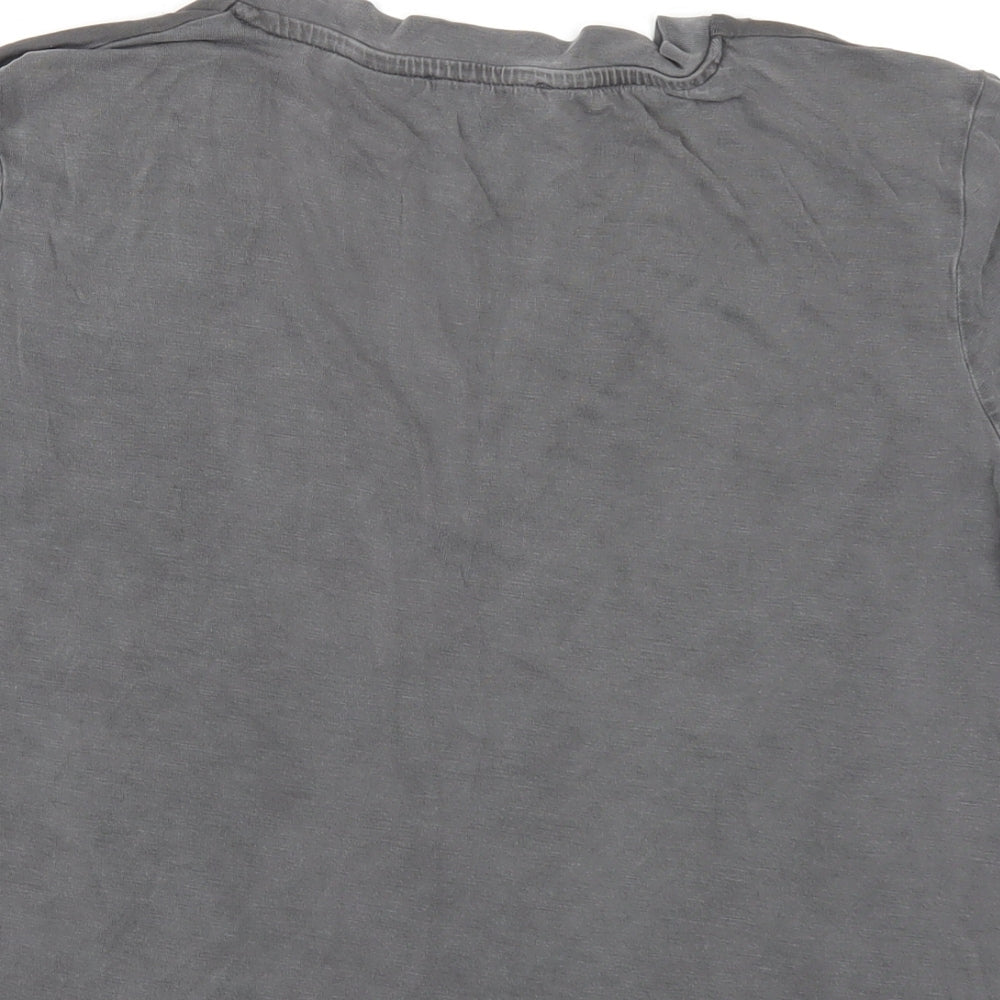 Zara Womens Grey Polyester Basic T-Shirt Size S V-Neck