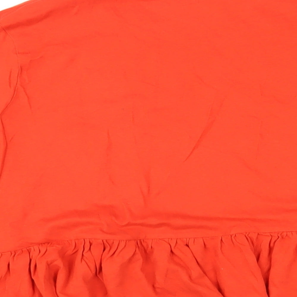 New Look Womens Orange Cotton Basic T-Shirt Size 14 Round Neck