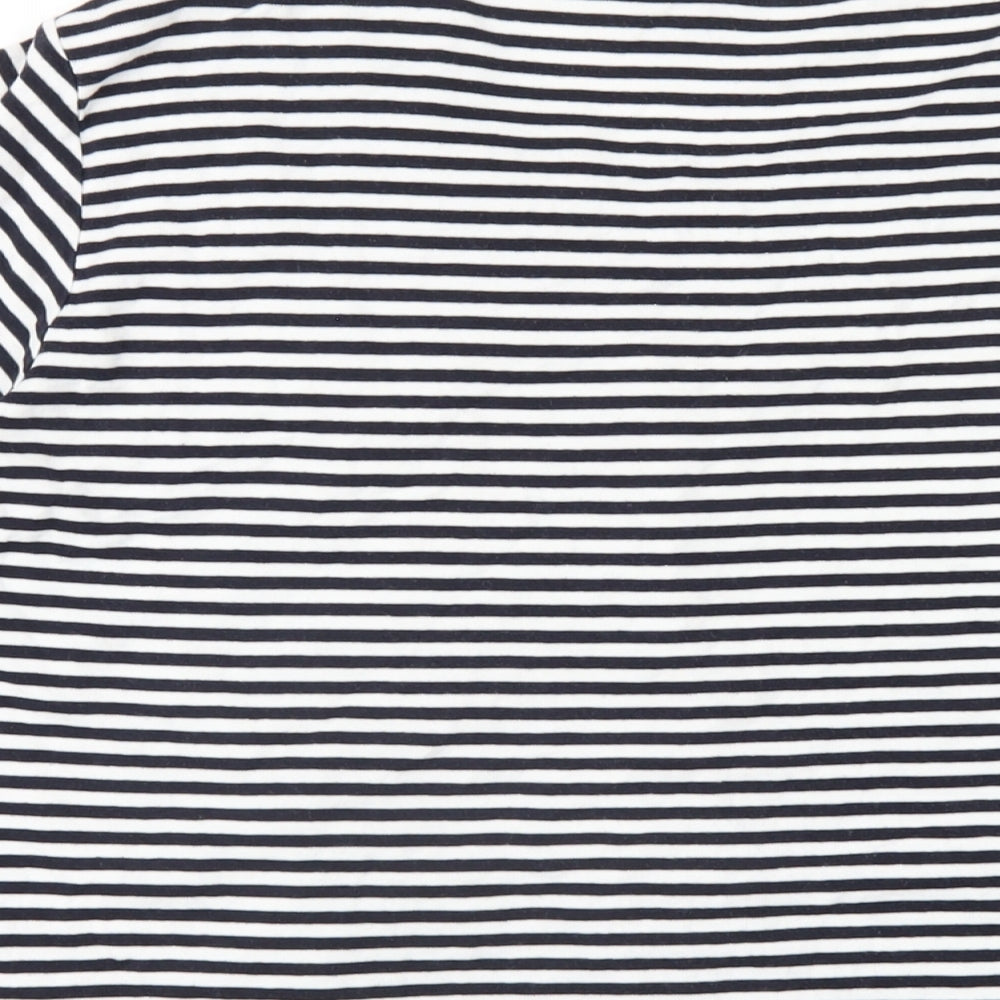 Joanna Hope Womens Blue Striped Cotton Basic T-Shirt Size 22 Round Neck