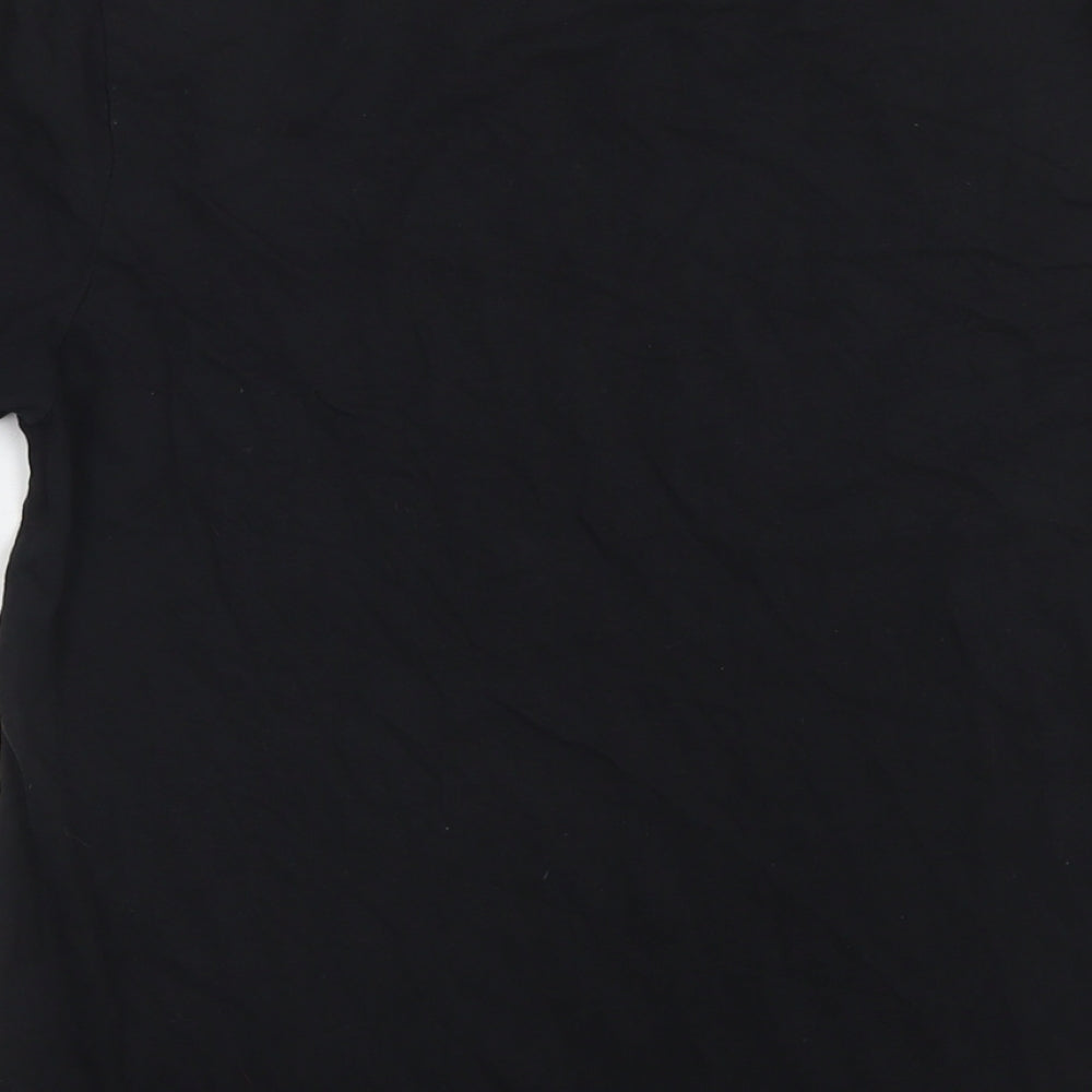 BOSS Mens Black Cotton T-Shirt Size S Roll Neck