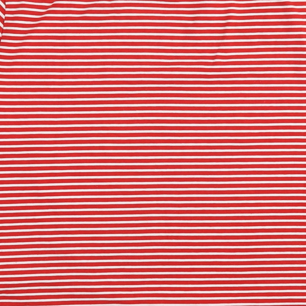Yumi Womens Red Striped Viscose Basic T-Shirt Size 14 Round Neck