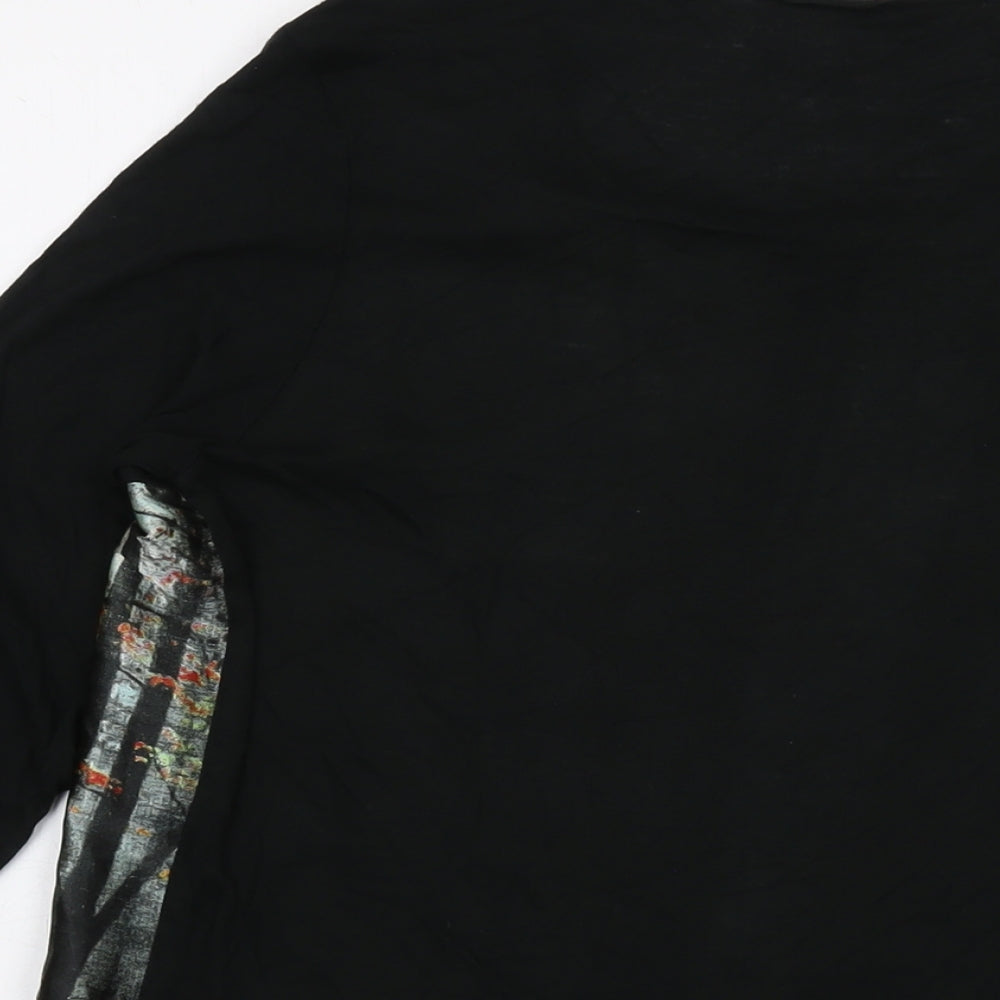 Cotton Traders Womens Black Polyester Basic Blouse Size 12 Round Neck