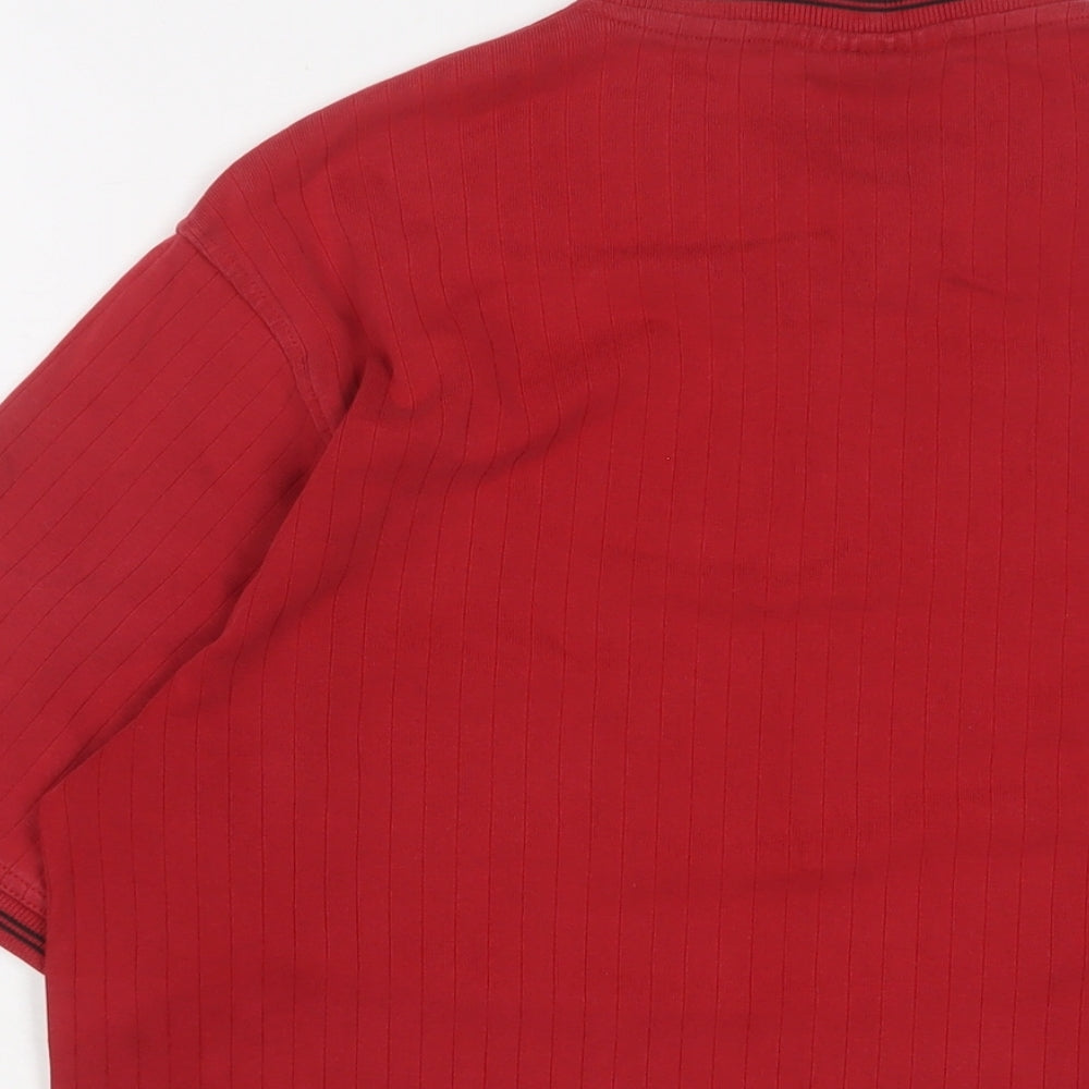 Next Mens Red Cotton T-Shirt Size M V-Neck