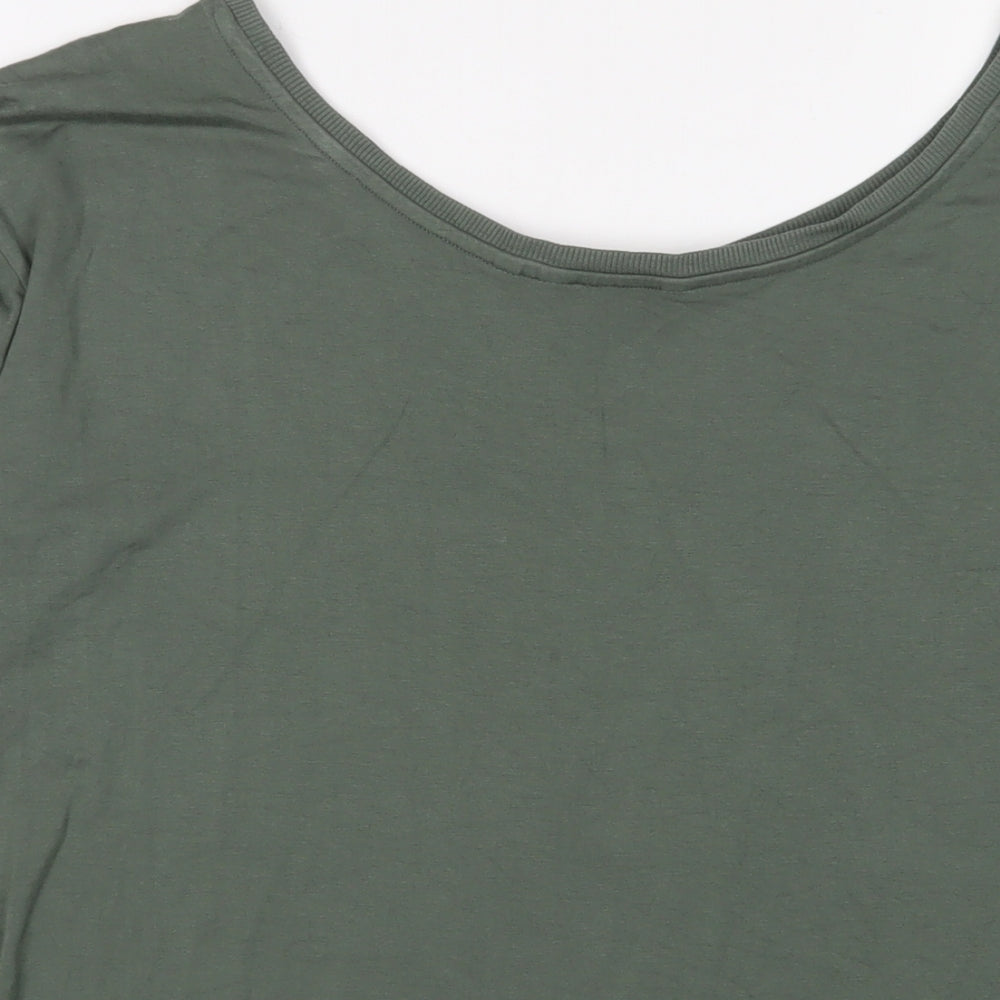 NEXT Womens Green Viscose Basic T-Shirt Size 10 Scoop Neck - Studded