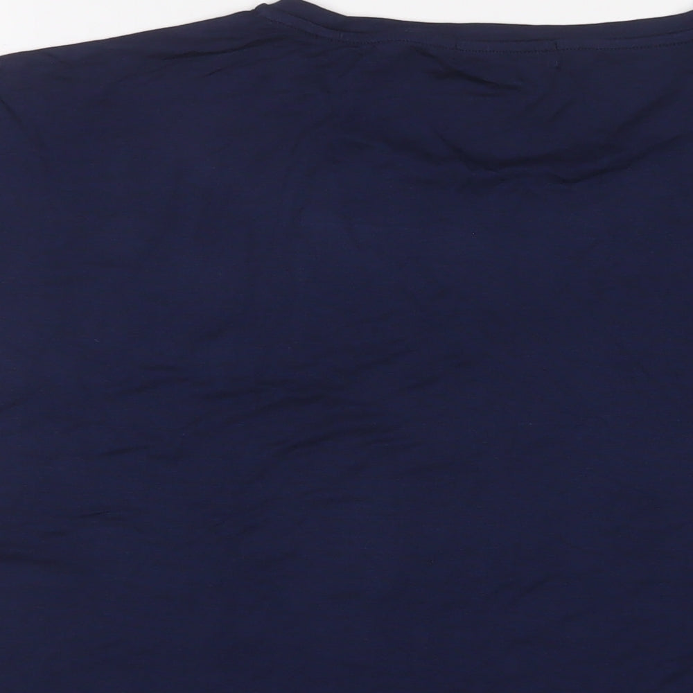 Studio Womens Blue Viscose Basic T-Shirt Size 12 Crew Neck