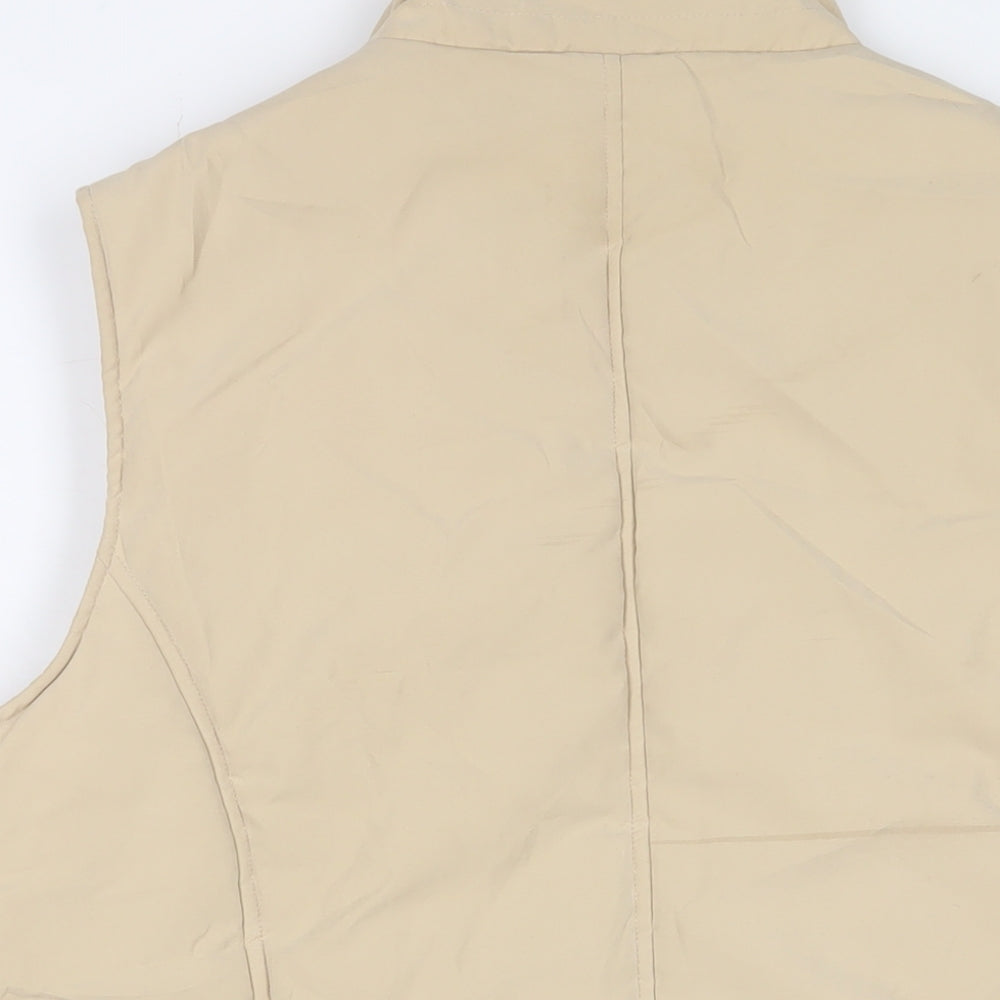 EWM Womens Beige Gilet Jacket Size L Zip - Embroidered