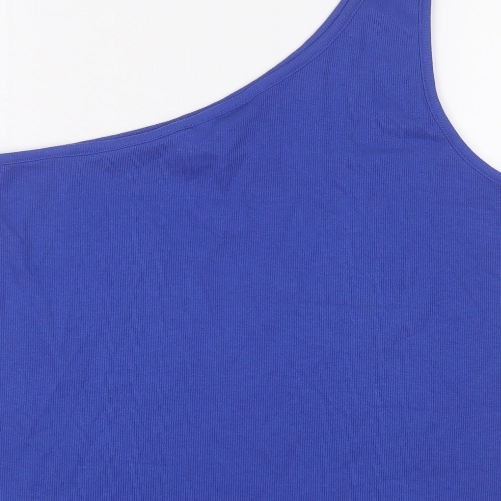 Marks & Spencer Womens Blue Cotton Basic Tank Size 22 One Shoulder