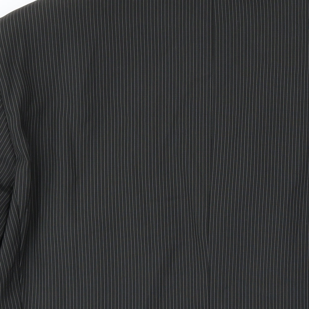 VOEUT Mens Grey Striped Polyester Jacket Blazer Size 46 Regular