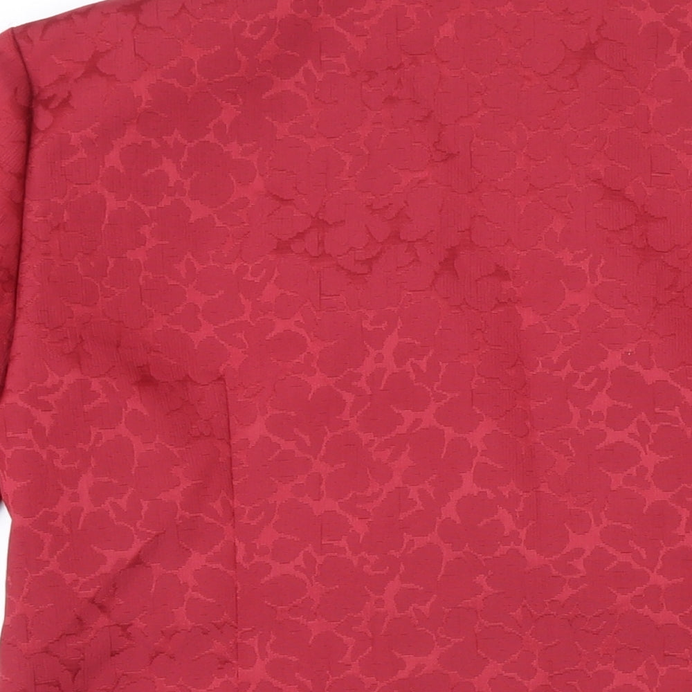 Hermann Lange Womens Red Floral Jacket Blazer Size 10 Button