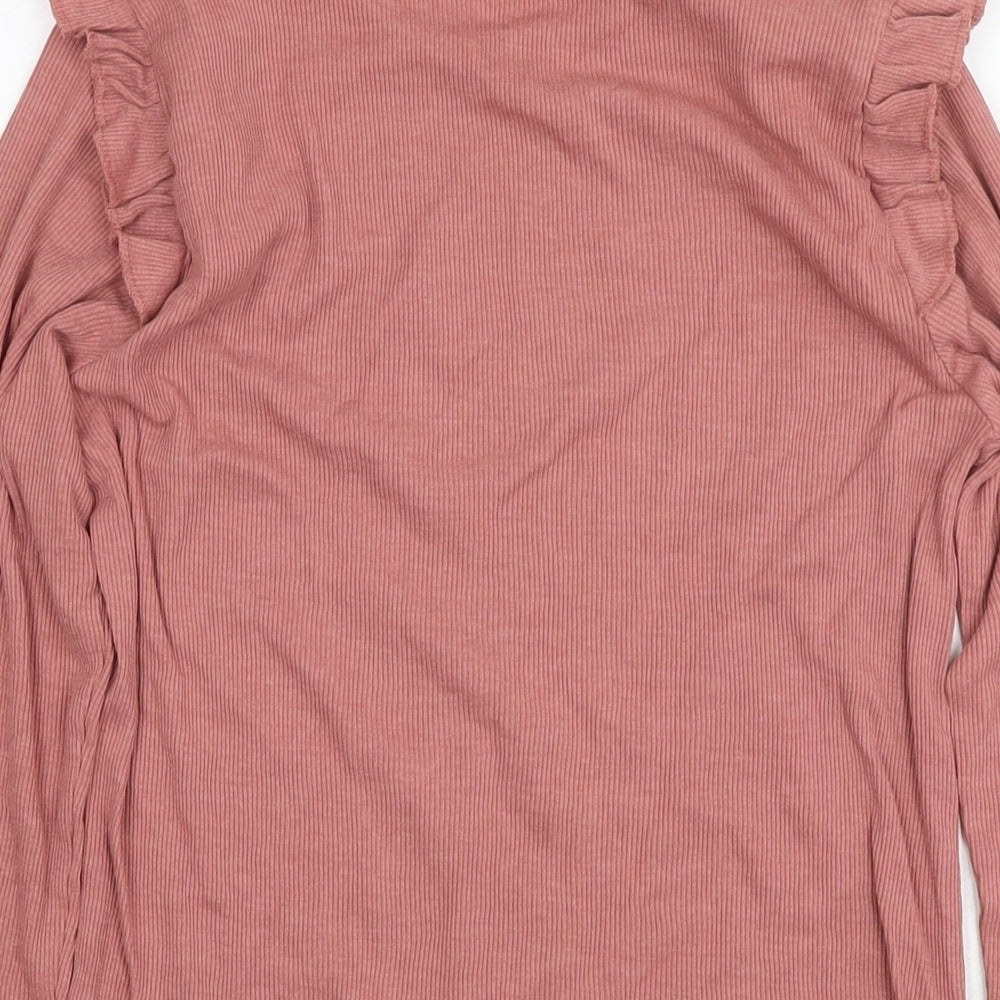 Red Herring Womens Beige Cotton Basic Blouse Size 14 Round Neck