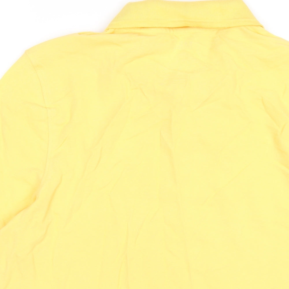 Marks & Spencer Boys Yellow Cotton Basic Polo Size 15-16 Years Collared Button
