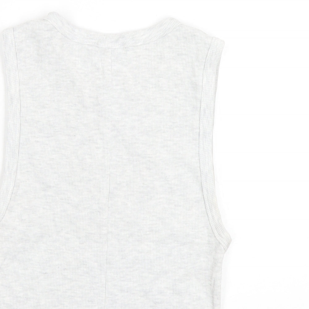 Topshop Womens Grey Cotton Basic Tank Size S Round Neck