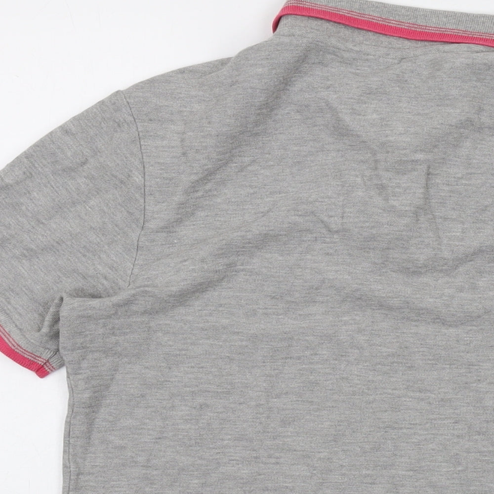 Gio-Goi Womens Grey Cotton Basic Polo Size S Collared