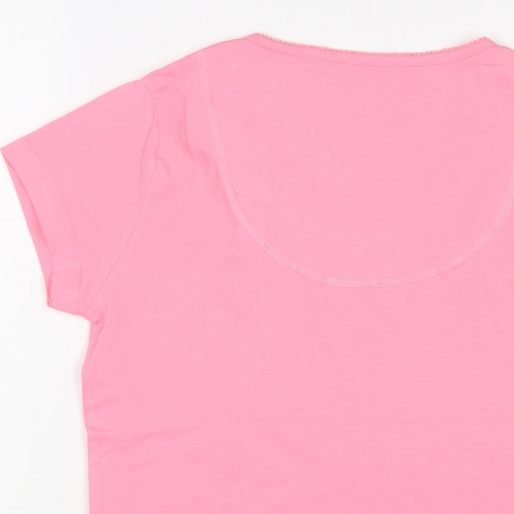 Marks & Spencer Womens Pink Solid Cotton Top Pyjama Top Size 6