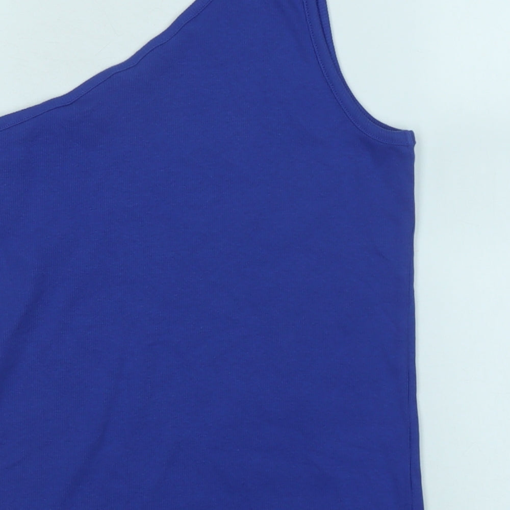 Marks & Spencer Womens Purple Cotton Basic Tank Size 14 One Shoulder