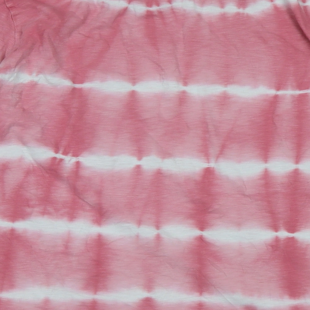 Marks & Spencer Womens Pink Cotton Jersey T-Shirt Size 14 Scoop Neck