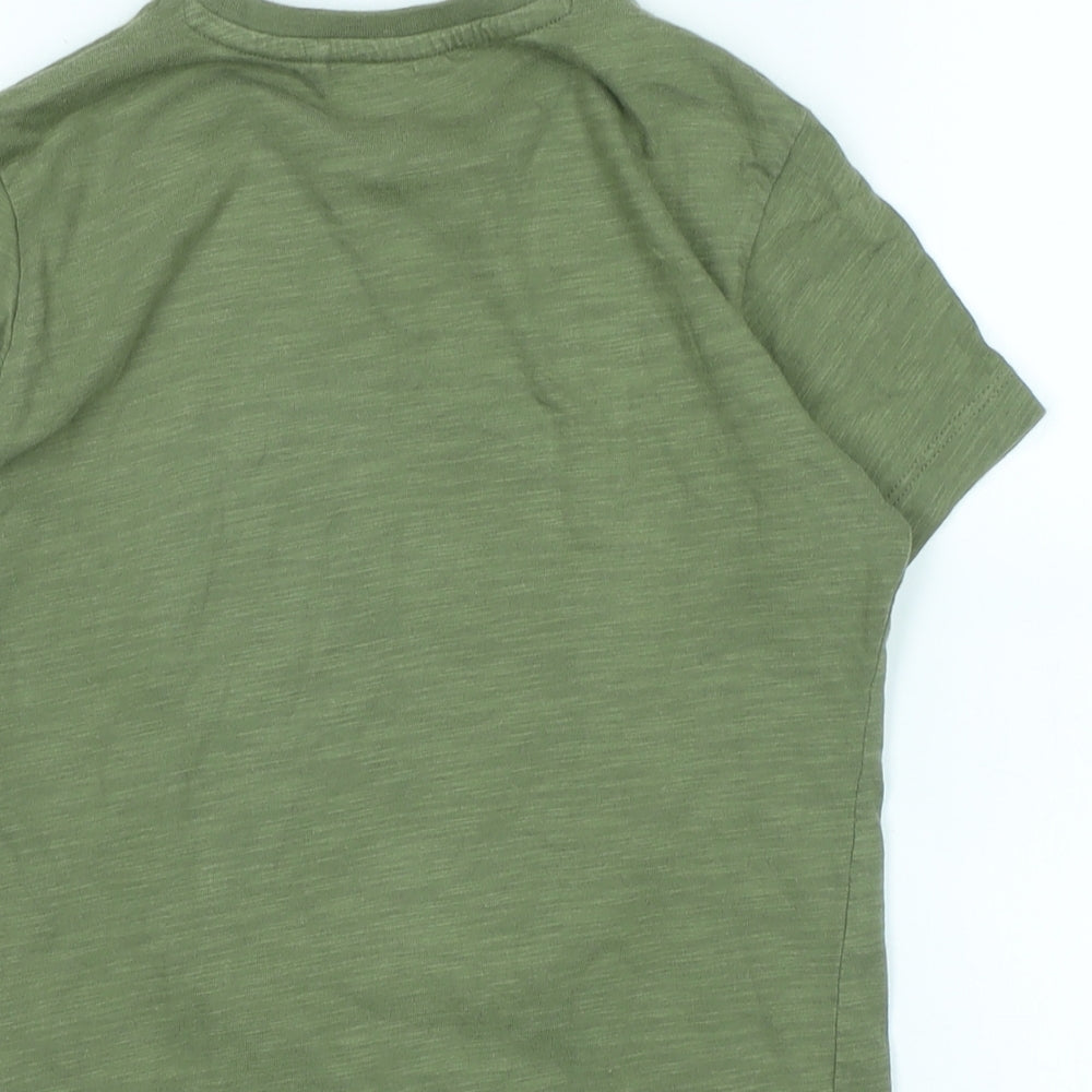 Next Boys Green Cotton Basic T-Shirt Size 8 Years Crew Neck - Logo - Tyrannosaurus