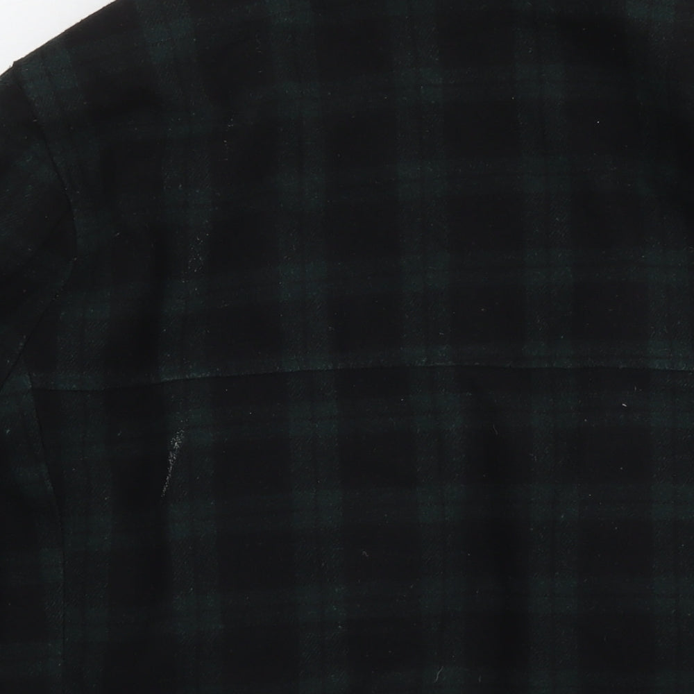 New Look Mens Green Check Jacket Coat Size M Zip