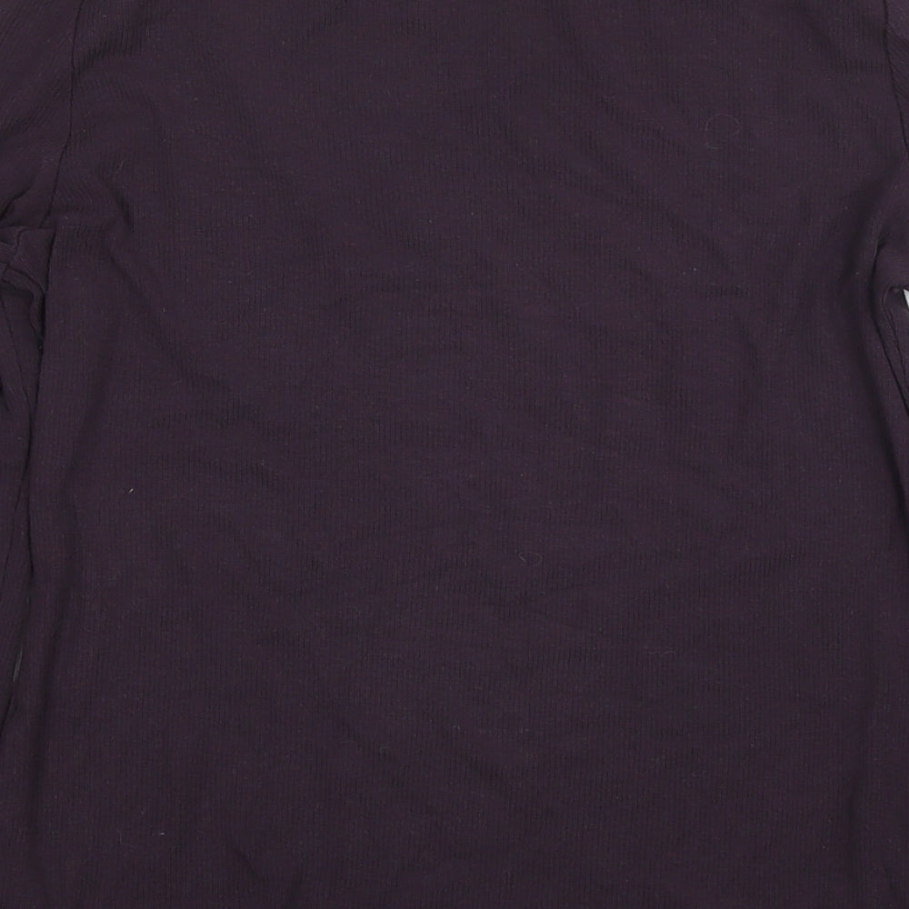 Marks & Spencer Womens Purple Acrylic Basic Blouse Size 10 Round Neck - Ribbed