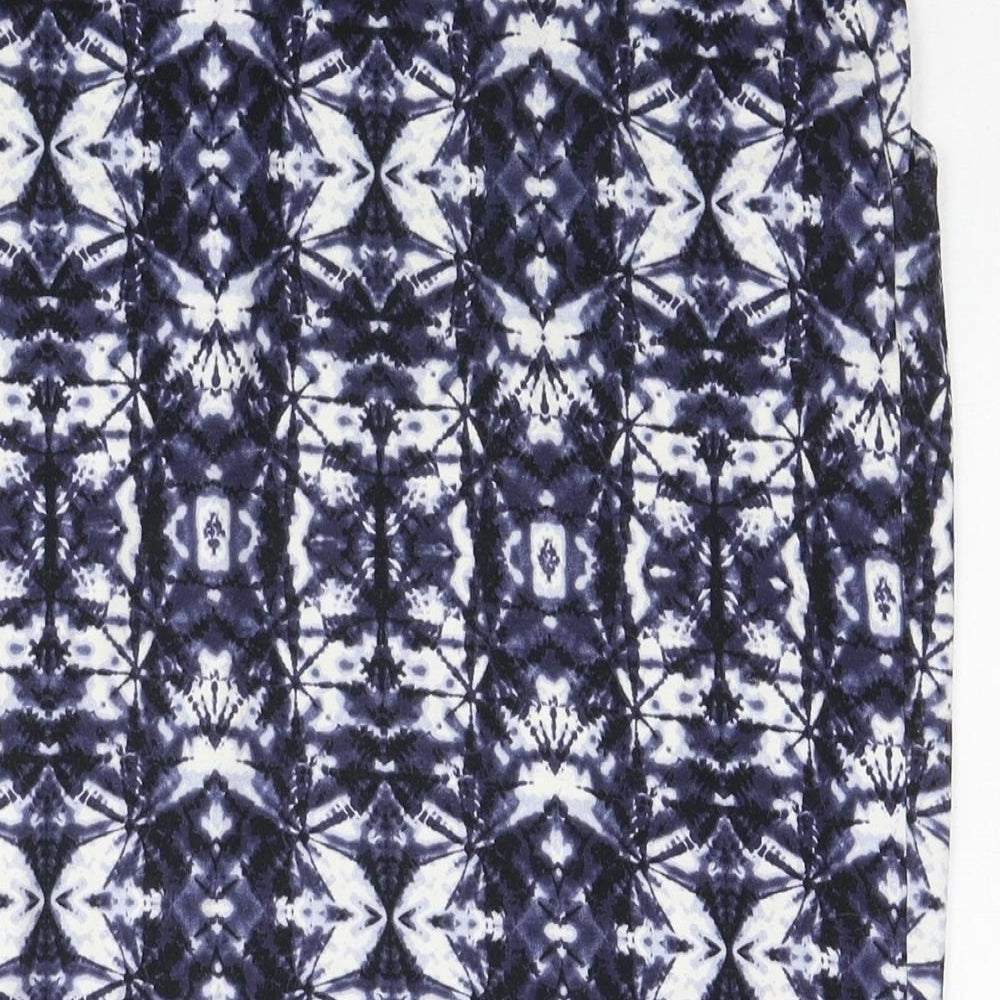 Marks & Spencer Womens Blue Geometric Viscose A-Line Skirt Size 14