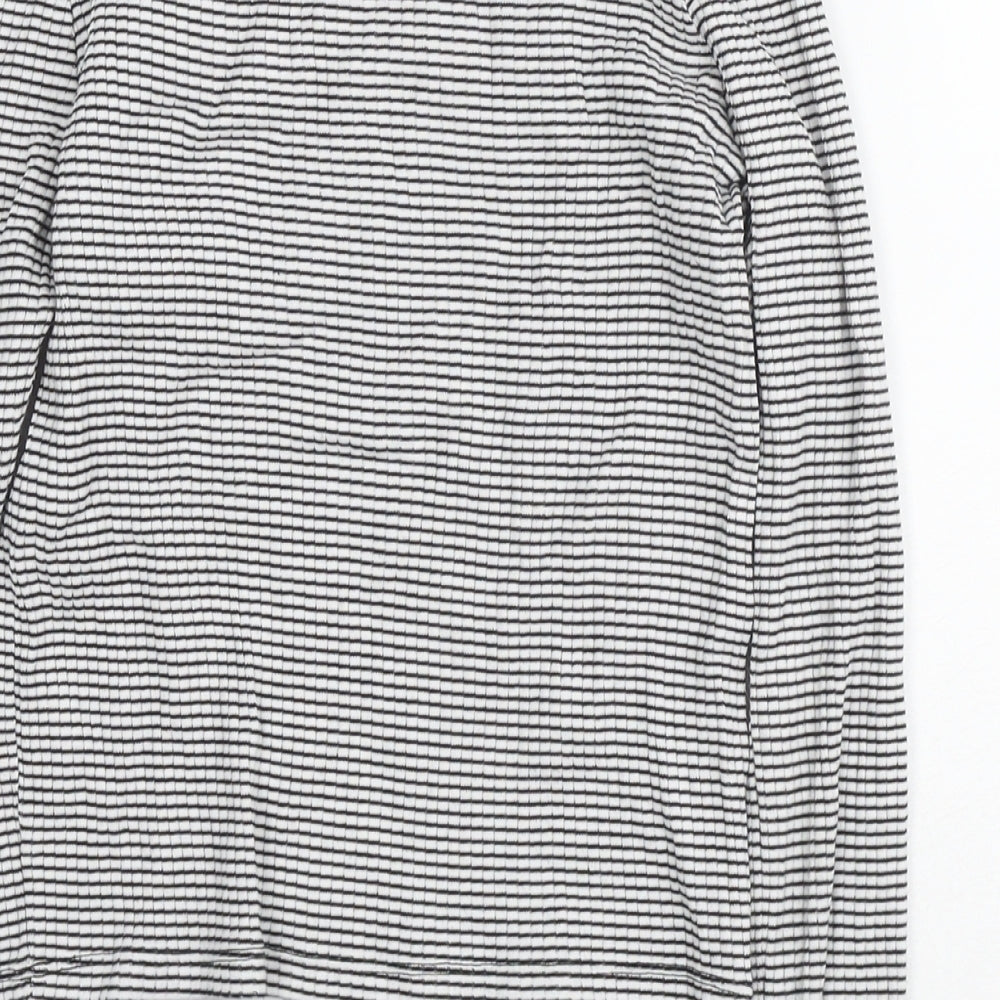 Topshop Womens Black Striped Cotton Basic Blouse Size 12 Round Neck - Fall in love