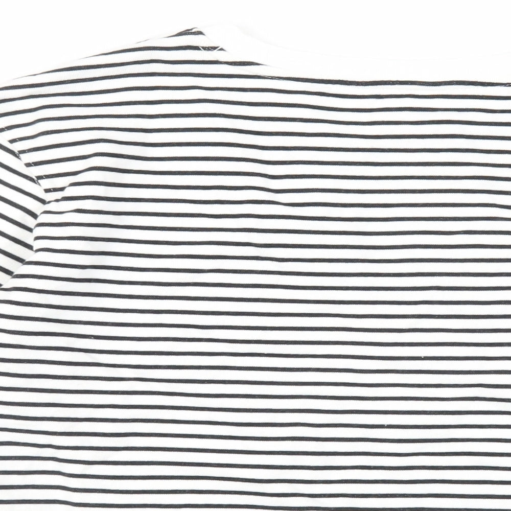 Marks & Spencer Womens White Striped Cotton Pullover Sweatshirt Size XS Pullover