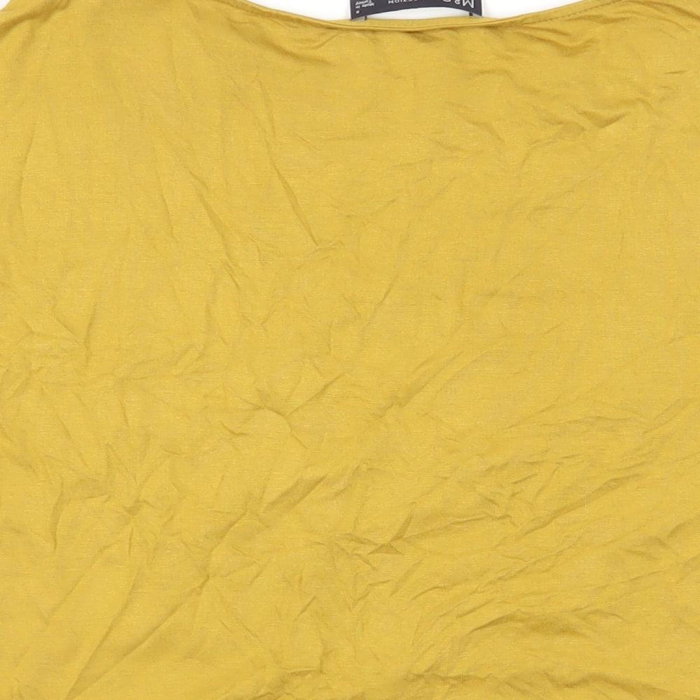 Marks & Spencer Womens Yellow Viscose Basic Blouse Size 8 Boat Neck