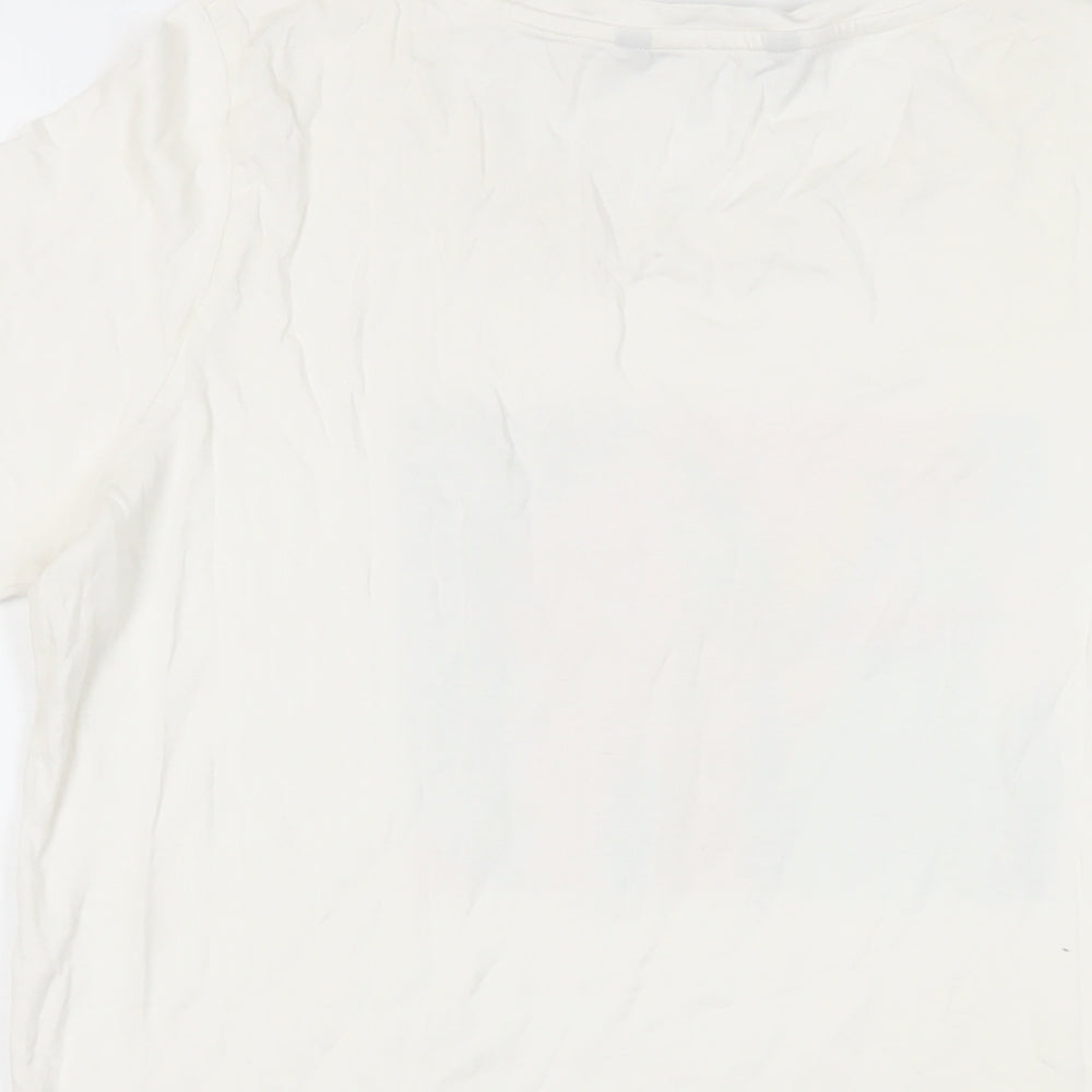 VERO MODA Womens White Cotton Basic T-Shirt Size L Crew Neck