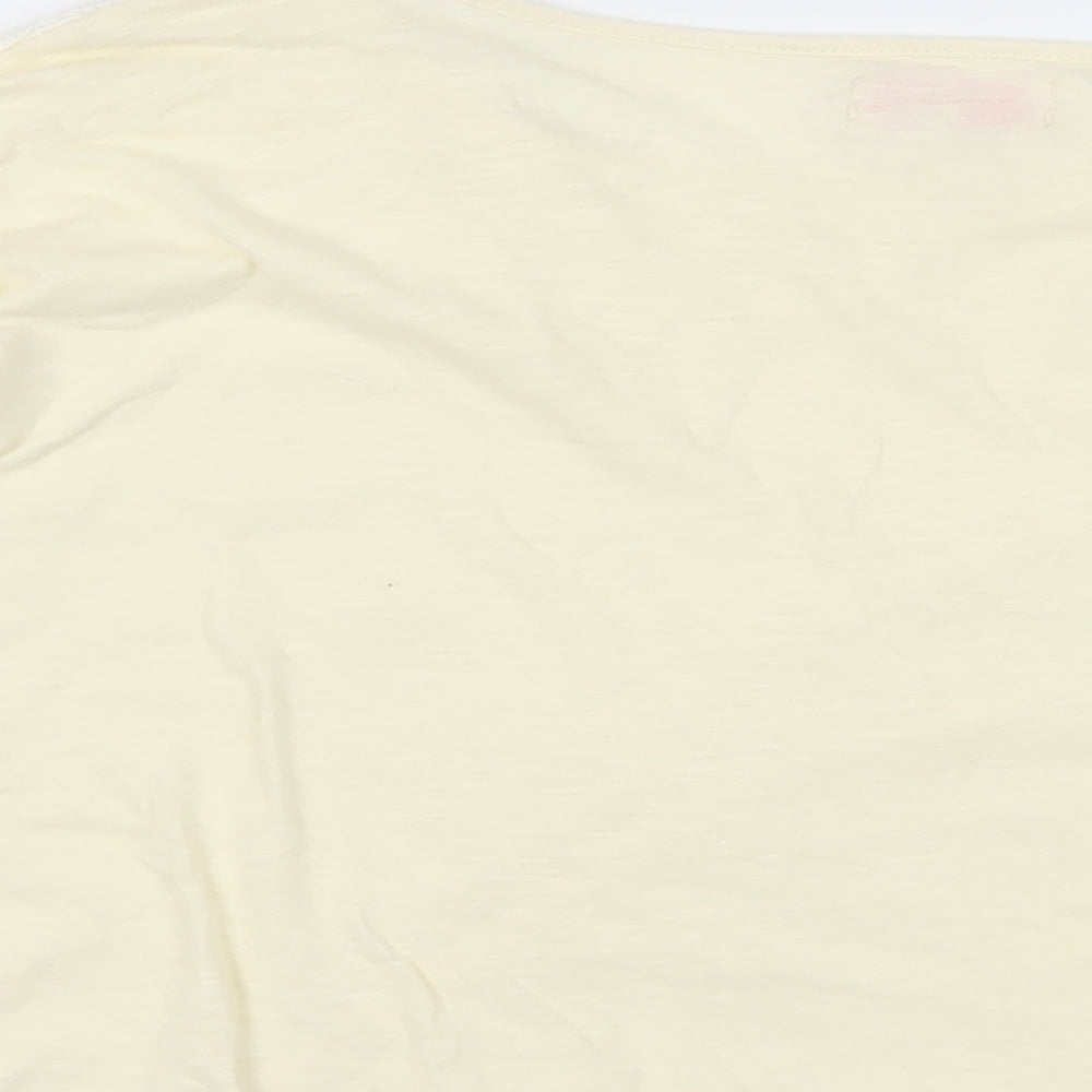 NEXT Womens Ivory Cotton Basic Blouse Size 6 Boat Neck - Lace Front Detail