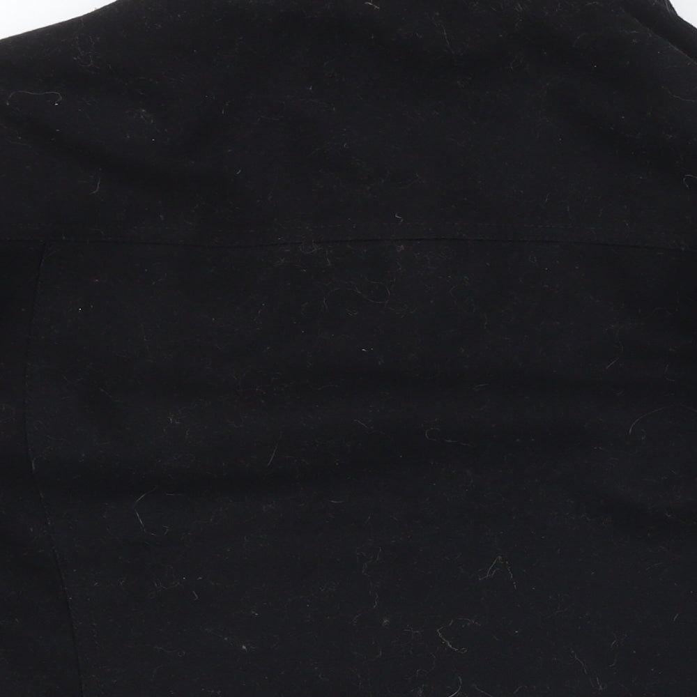 Brand and care label for ASOS men’s black jacket, size L, button