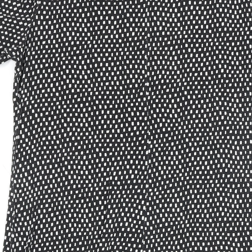 Marks & Spencer Womens Black Geometric Viscose A-Line Size 10 Boat Neck