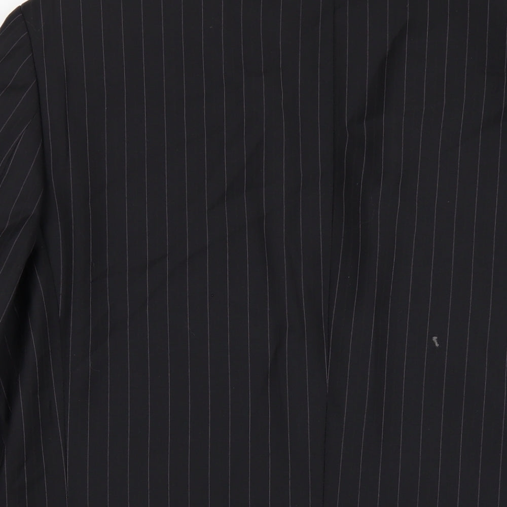 French Connection Mens Black Striped Wool Jacket Blazer Size 42 Regular