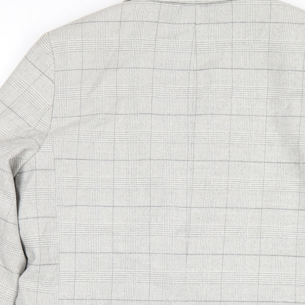 H&M Mens Grey Plaid Polyester Jacket Blazer Size XS Regular
