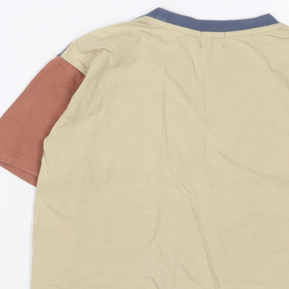 CAMP7 Boys Multicoloured Cotton Basic T-Shirt Size 7 Years Crew Neck Pullover - Logo, Embroidered