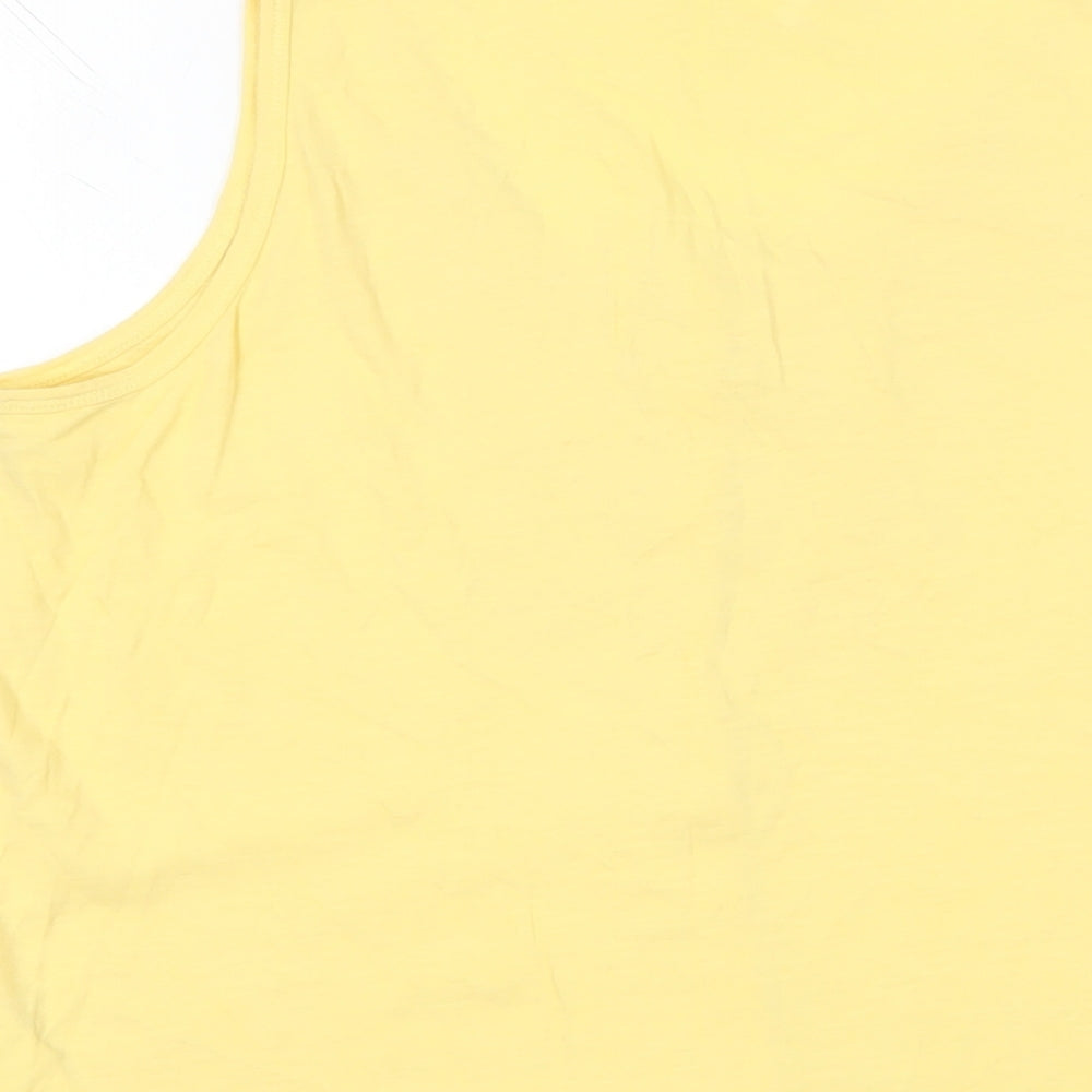 Marks & Spencer Womens Yellow Cotton Basic Button-Up Size 12 Round Neck - Embroidered