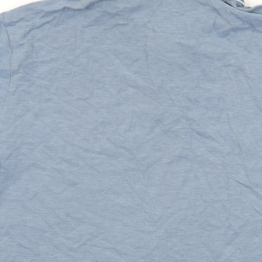 Marks & Spencer Mens Blue Cotton Polo Size XL Collared Button