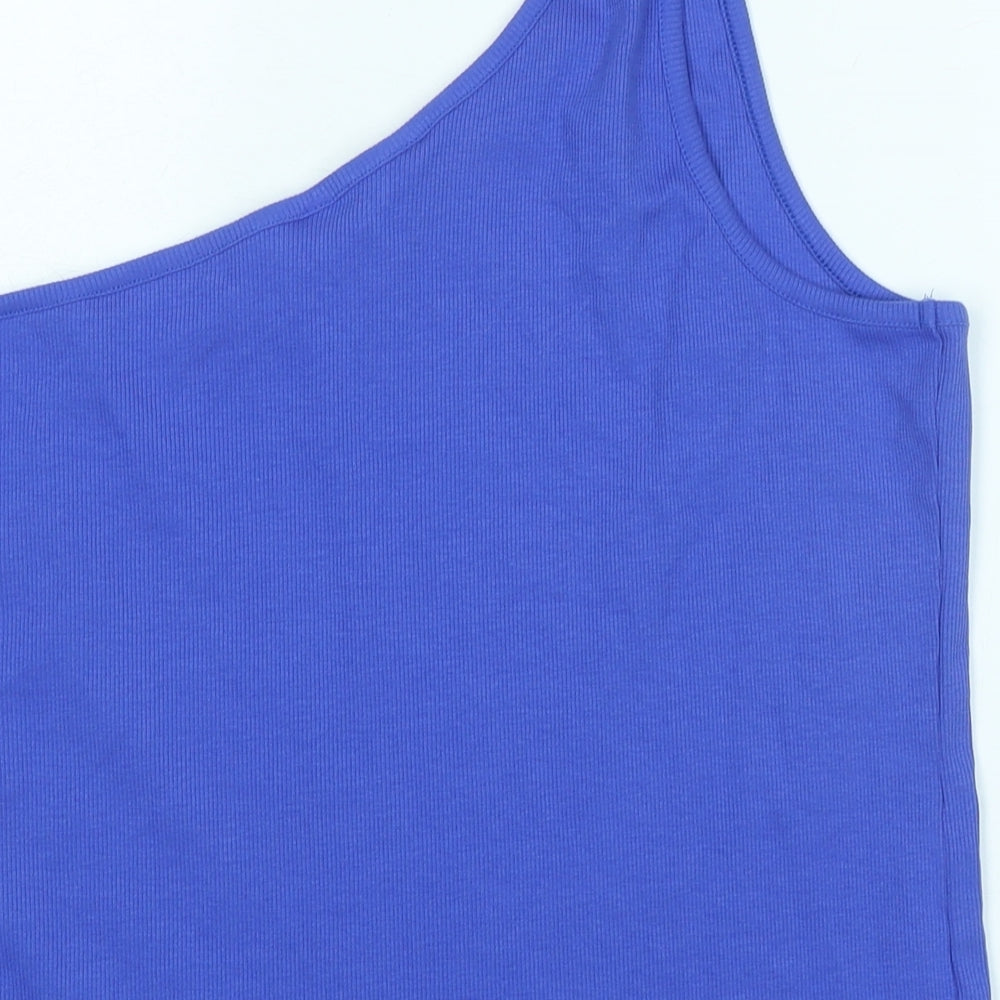 Marks & Spencer Womens Purple Cotton Basic Tank Size 20 One Shoulder