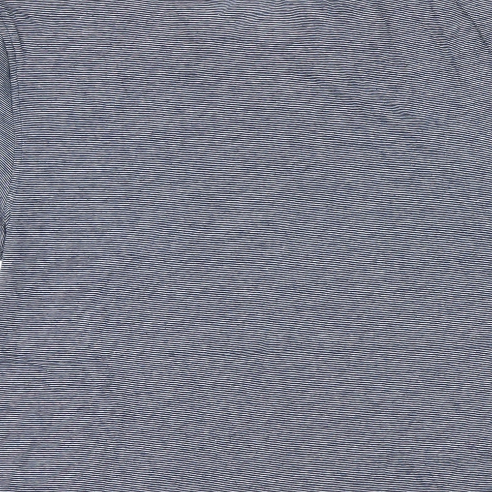 Marks & Spencer Womens Blue Striped Cotton Basic T-Shirt Size XS Round Neck