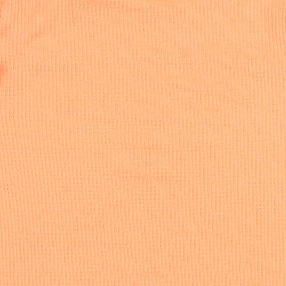 New Look Womens Orange Polyester Basic T-Shirt Size 12 Round Neck